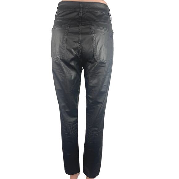 DL1961 x Jessica Alba Black No. 1 Trimtone Skinny Leg Coated Jeans Pants Sz 30 - Picture 3 of 7
